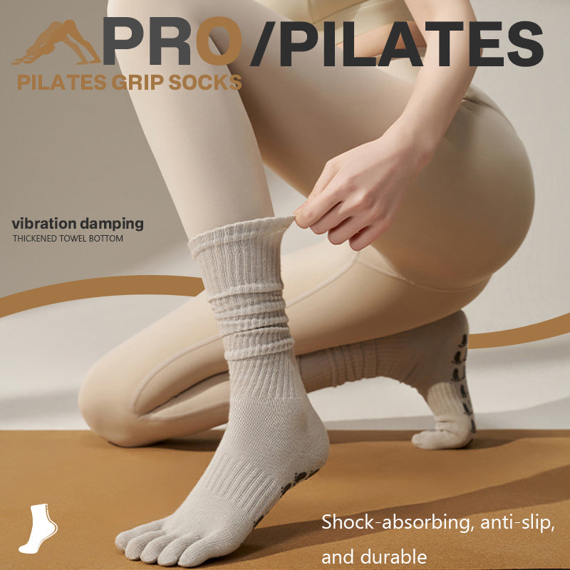 2026 New Mid-Long Non-Slip Five-Toe Yoga & Pilates Socks, Slouch Socks