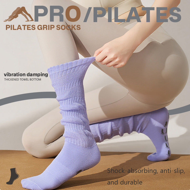 Women's Mid-Long Cotton Non-Slip Yoga & Pilates Slouch Socks