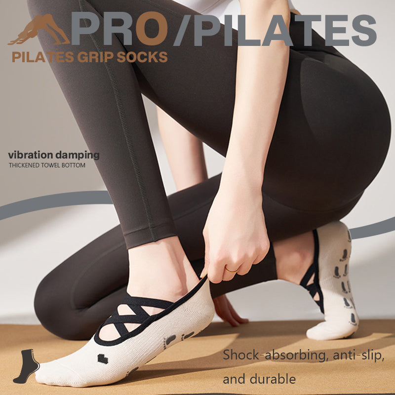 Women's Cute Cotton Non-slip Yoga & Pilates Socks, Full Toe, Straps