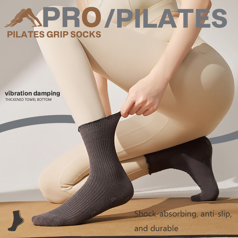 Women's Cotton Non-slip Yoga & Pilates Socks, Mid-Long Ballet Style