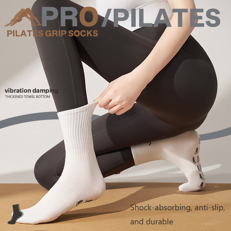Women's Mid-Calf Solid Color Round Toe Non-Slip Yoga & Pilates Socks
