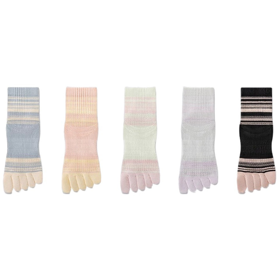 Women’s Five Toe Crew Socks, Combed Cotton for Pilates, Yoga & Jump Rope Training
