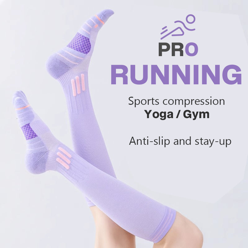 Women’s Long Compression Socks, Calf Support for Running, Yoga, Jump Rope & Fitness