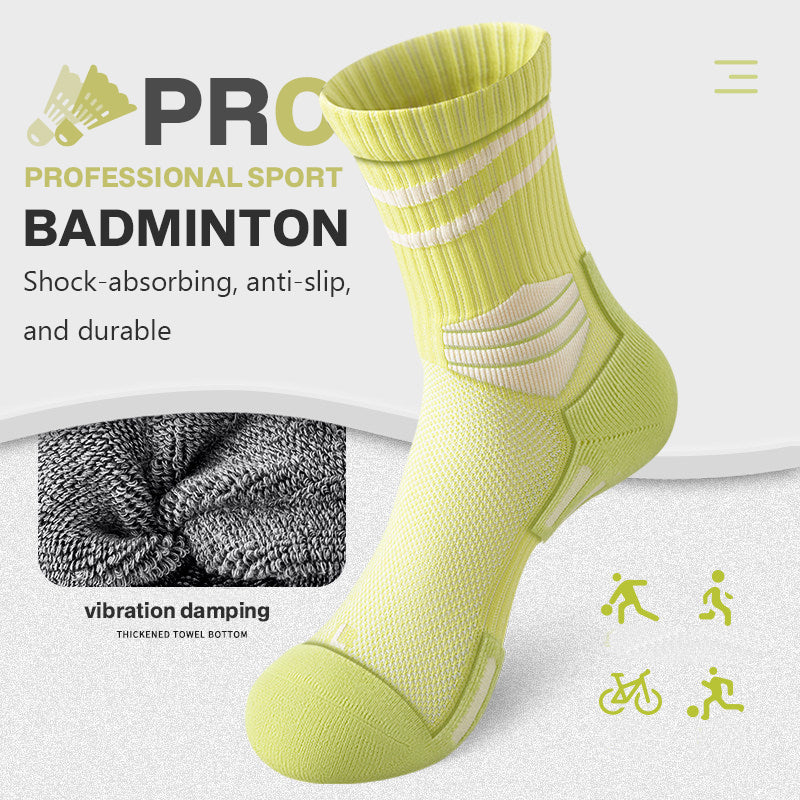Women’s Winter Mid-Calf Thick Towel Bottom Socks for Badminton, Running, Basketball & Fitness