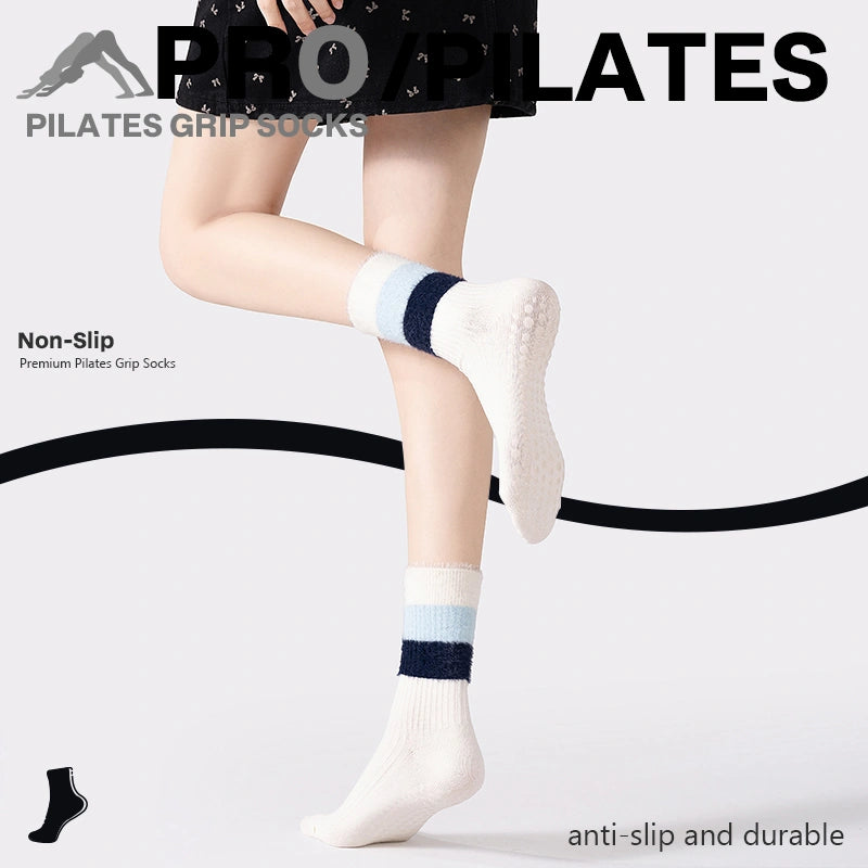 Cotton Full Toe Pilates Grip Socks Off White Soft Cozy Style