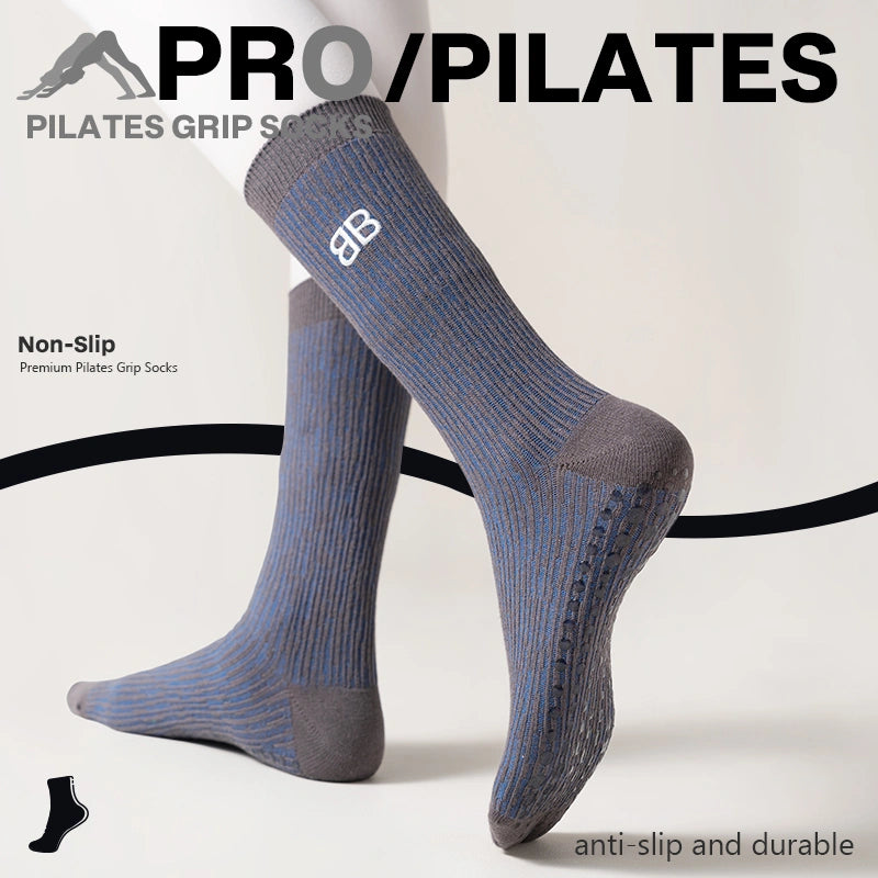 Mid-Calf Grip Socks – Deep Gray Pilates Style