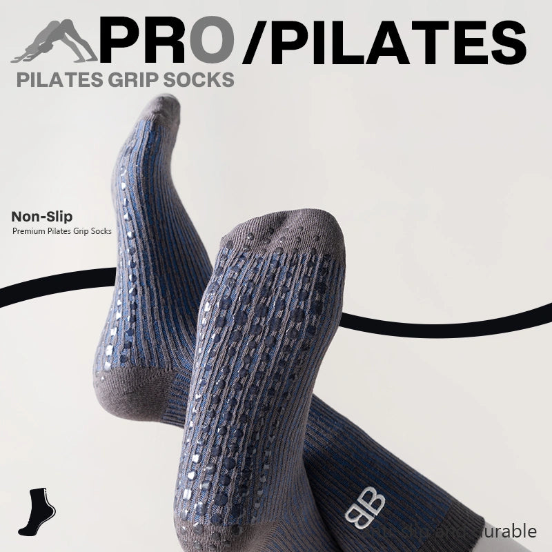 Mid-Calf Grip Socks for Pilates – Meteorite Gray