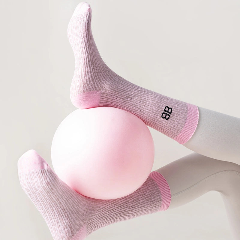 Mid-Calf Non-Slip Pilates Grip Socks – Soft Blush Pink 03