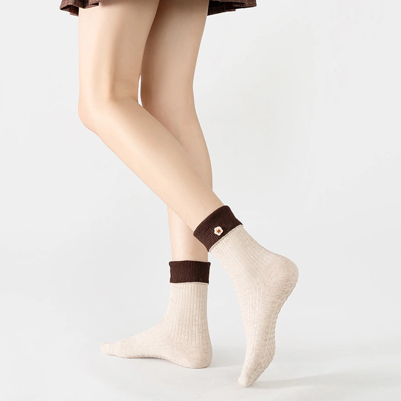 Warm Apricot Mocha Pilates Grip Socks