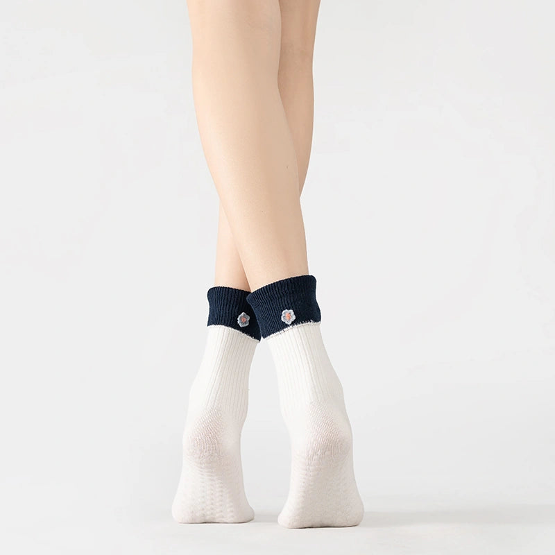 White Sky Blue Pilates Grip Socks