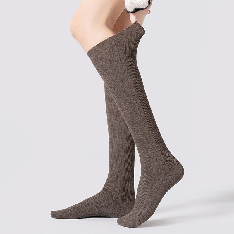 Yoga Socks Non-Slip Mid-Calf Gray Ribbed Slim Daily Pilates Style 02